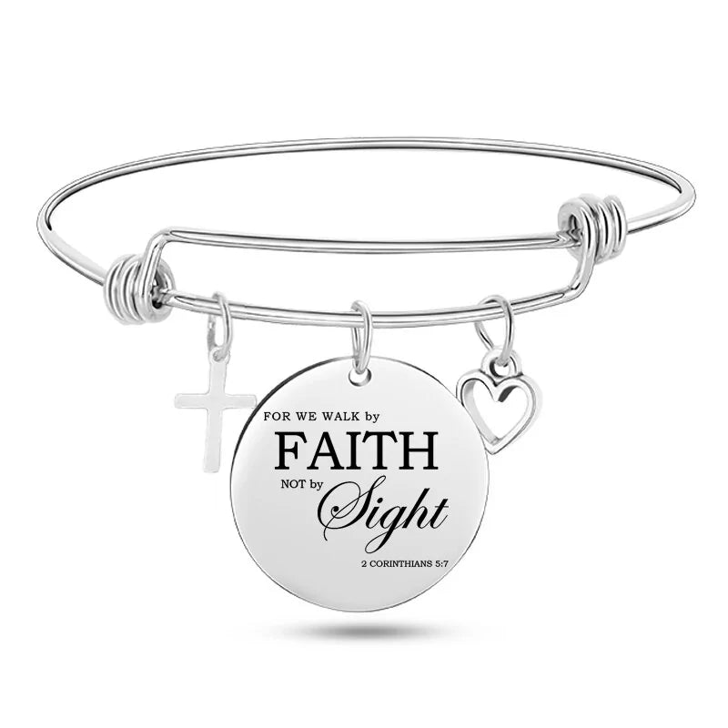 Stainless Steel Christian Charm BraceletSpiritual Warfare