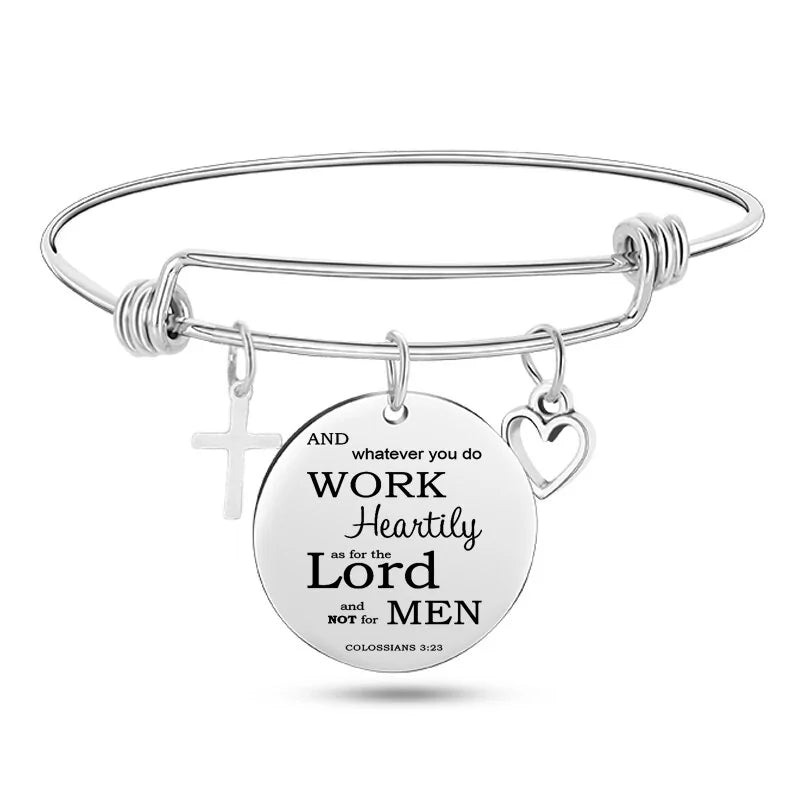 Stainless Steel Christian Charm BraceletSpiritual Warfare
