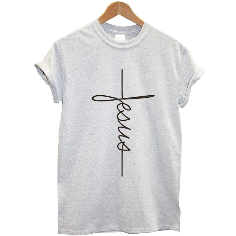 Christian Cross Print Tops FemaleSpiritual Warfare
