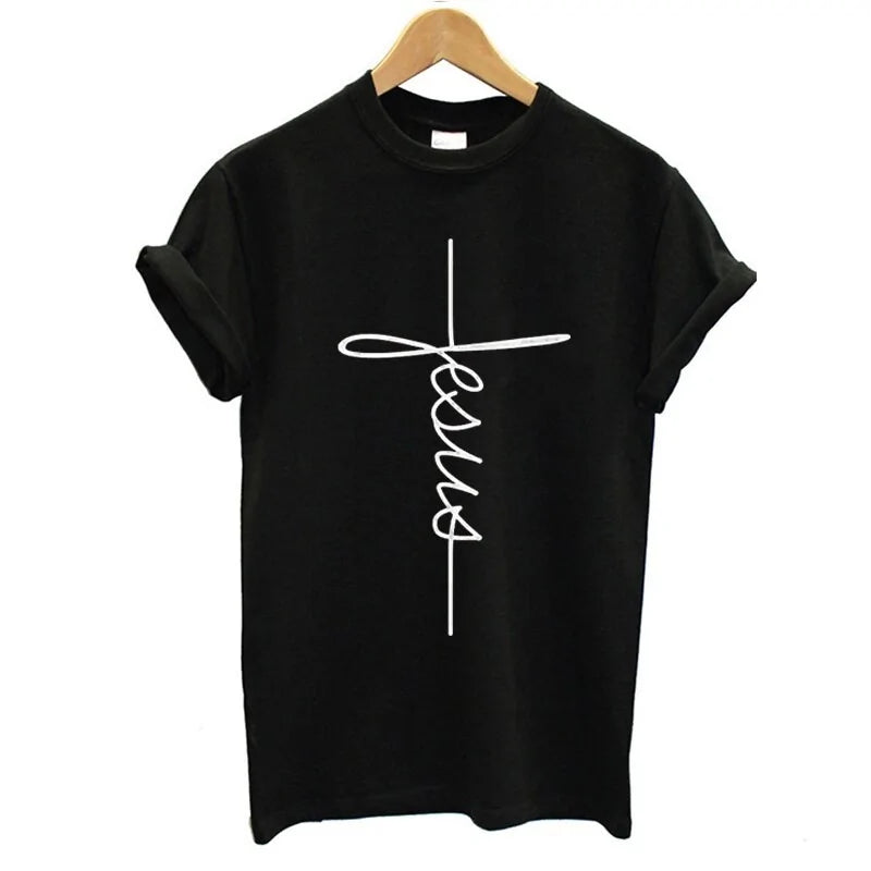 Christian Cross Print Tops FemaleSpiritual Warfare