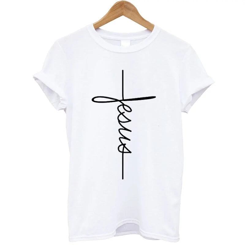 Christian Cross Print Tops FemaleSpiritual Warfare