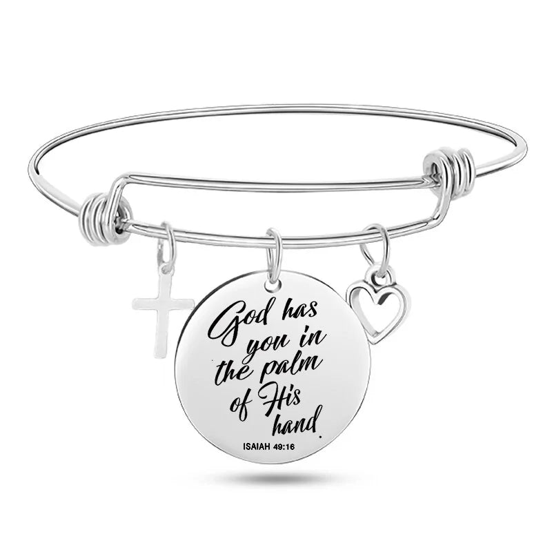 Stainless Steel Christian Charm BraceletSpiritual Warfare