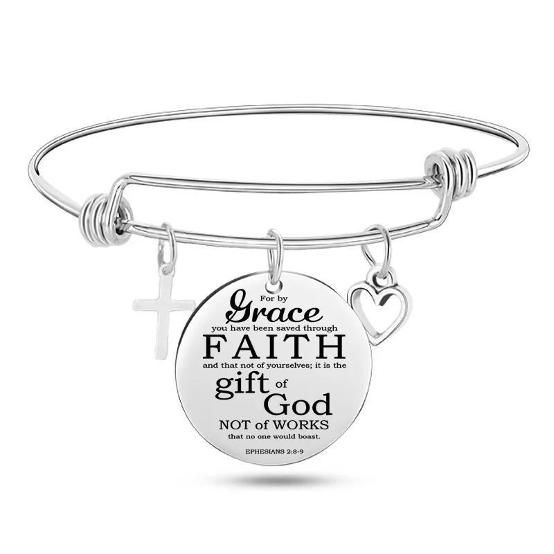 Stainless Steel Christian Charm BraceletSpiritual Warfare