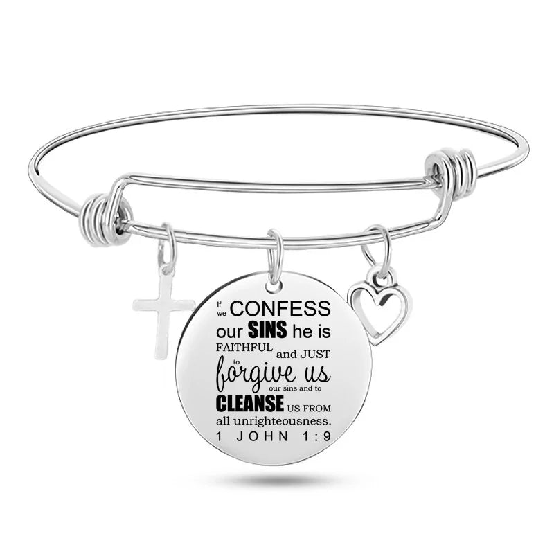 Stainless Steel Christian Charm BraceletSpiritual Warfare