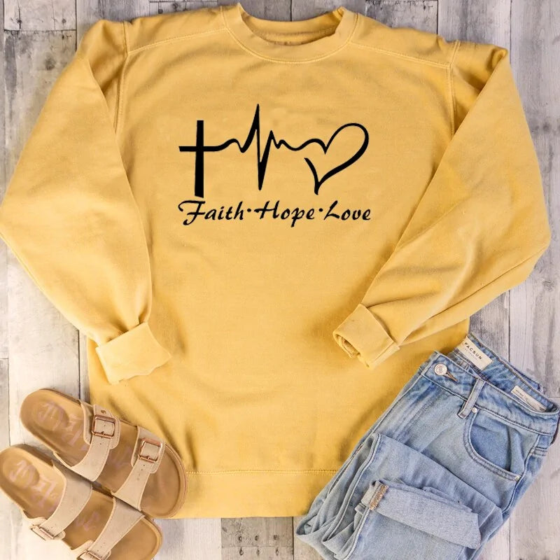 Faith, Hope, & Love Letter Christian SweatshirtSpiritual Warfare