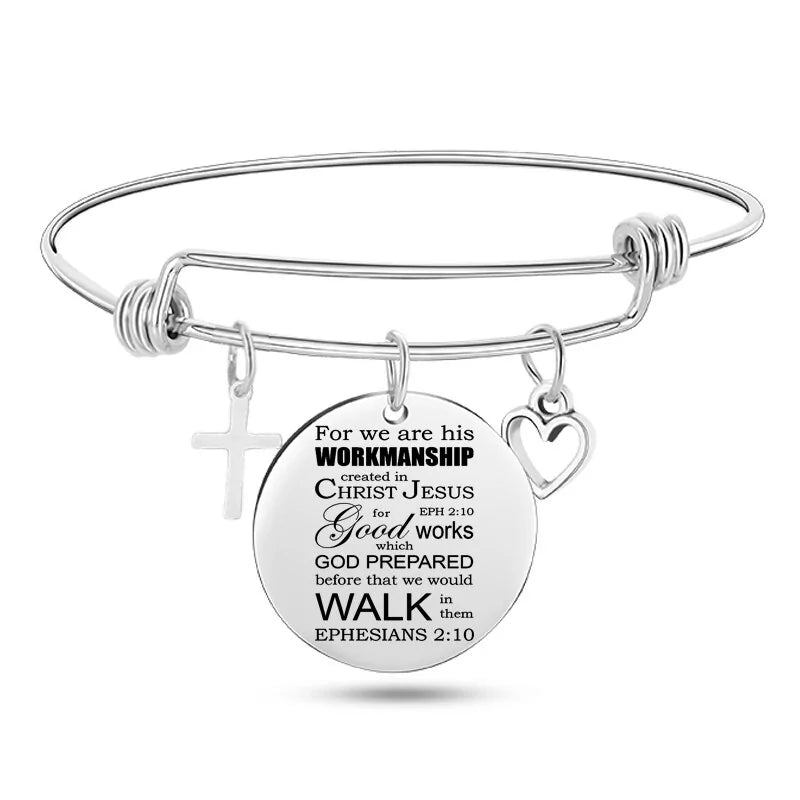 Stainless Steel Christian Charm BraceletSpiritual Warfare
