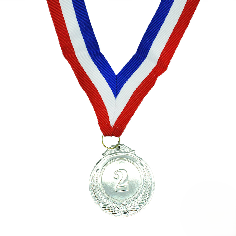 2nd METAL SILVER WINNER MEDALS Sports Day School 46cm Ribbon OlympicsSpiritual Warfare