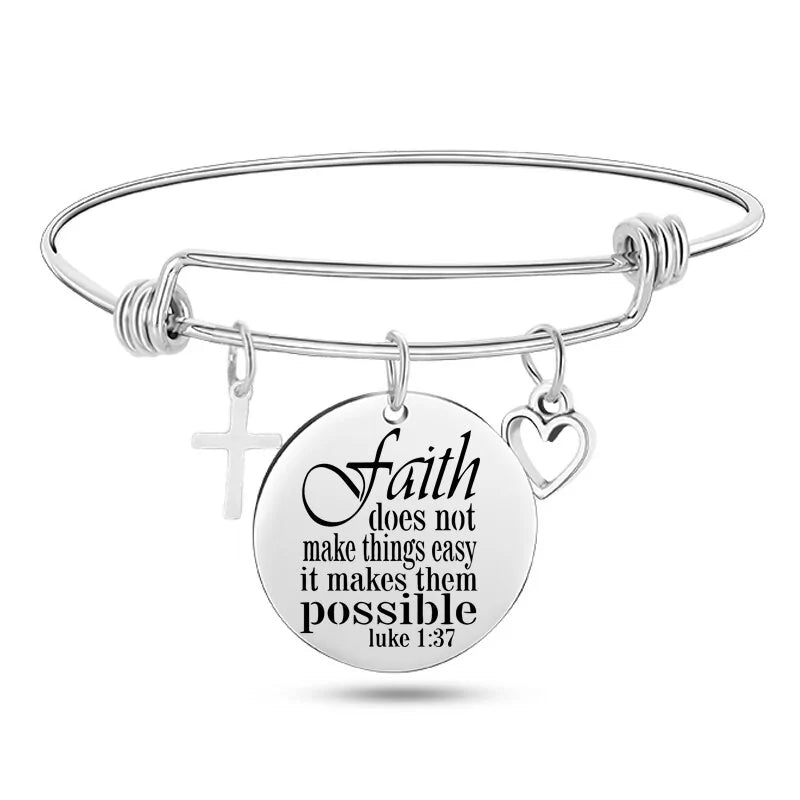 Stainless Steel Christian Charm BraceletSpiritual Warfare