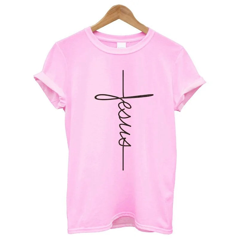 Christian Cross Print Tops FemaleSpiritual Warfare
