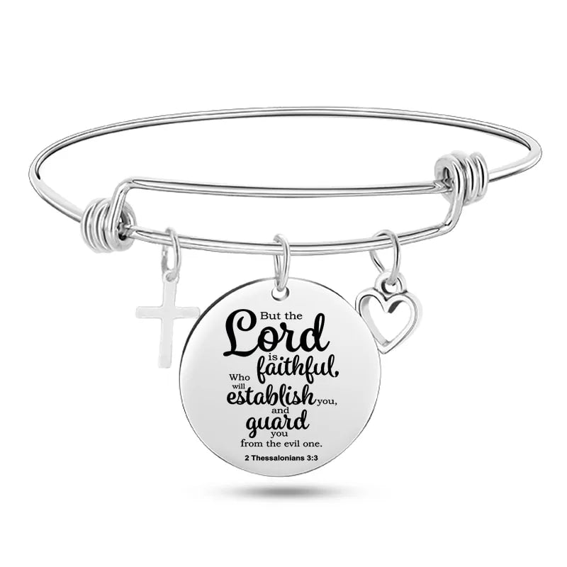 Stainless Steel Christian Charm BraceletSpiritual Warfare