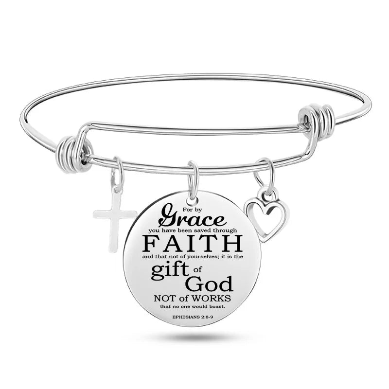 Stainless Steel Christian Charm BraceletSpiritual Warfare