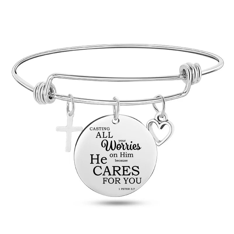 Stainless Steel Christian Charm BraceletSpiritual Warfare
