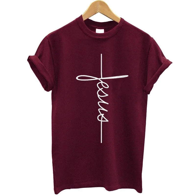 Christian Cross Print Tops FemaleSpiritual Warfare