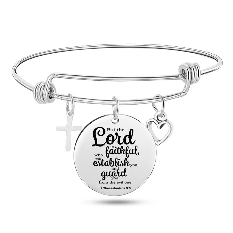 Stainless Steel Christian Charm BraceletSpiritual Warfare