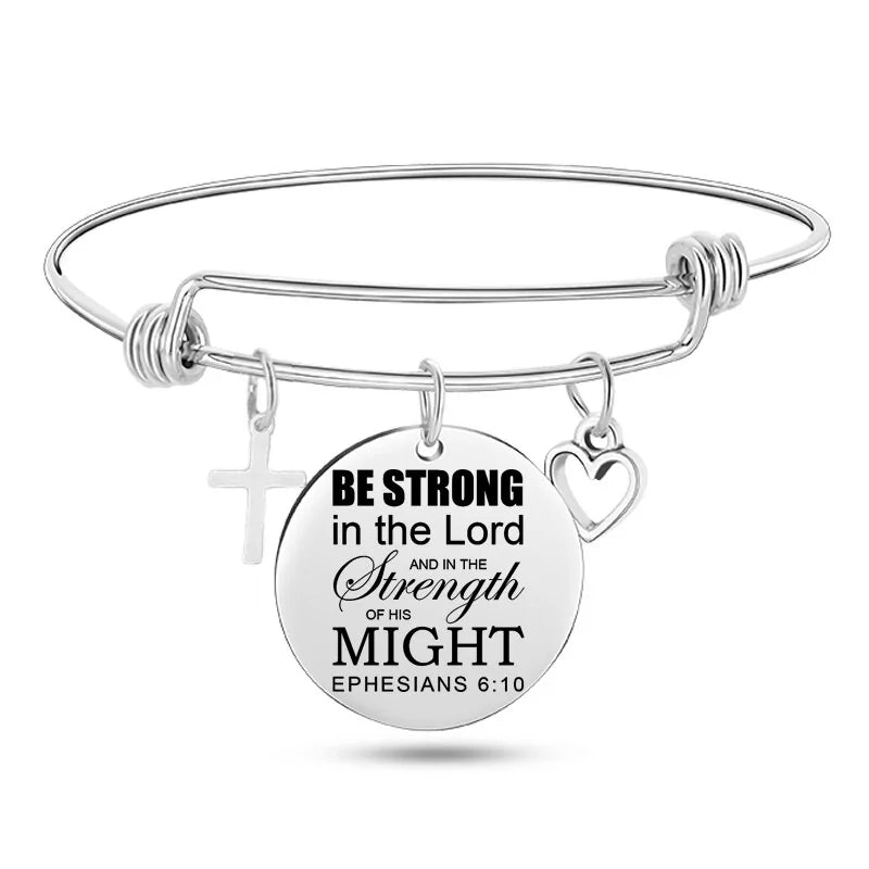 Stainless Steel Christian Charm BraceletSpiritual Warfare