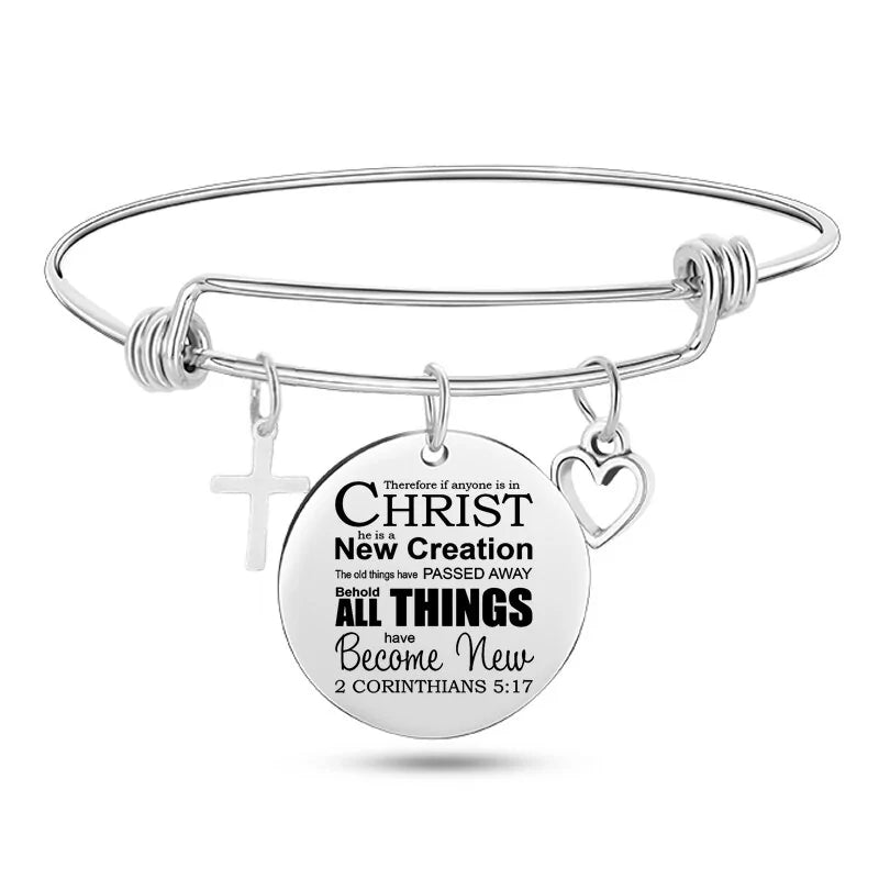Stainless Steel Christian Charm BraceletSpiritual Warfare