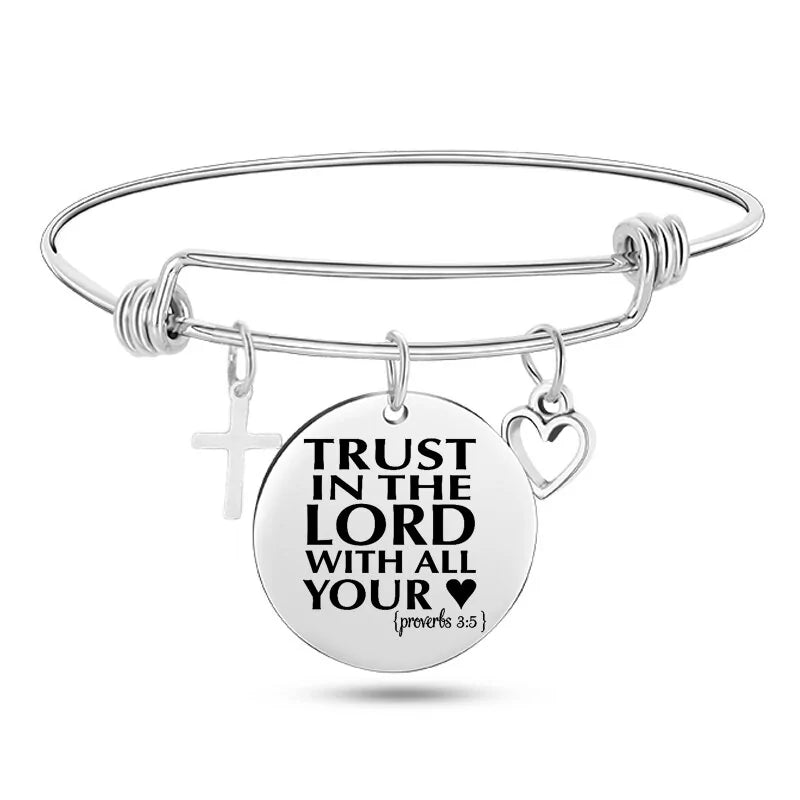 Stainless Steel Christian Charm BraceletSpiritual Warfare
