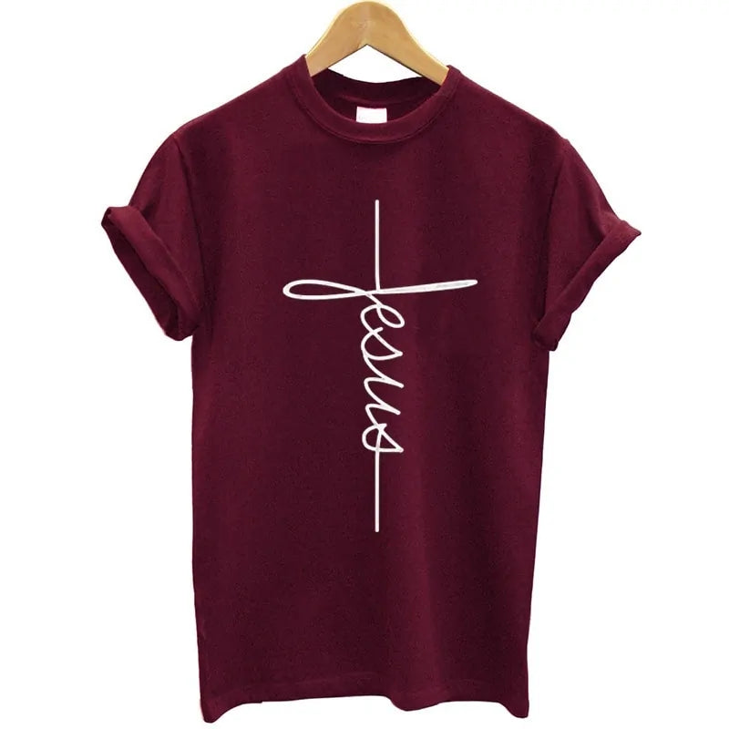 Christian Cross Print Tops FemaleSpiritual Warfare