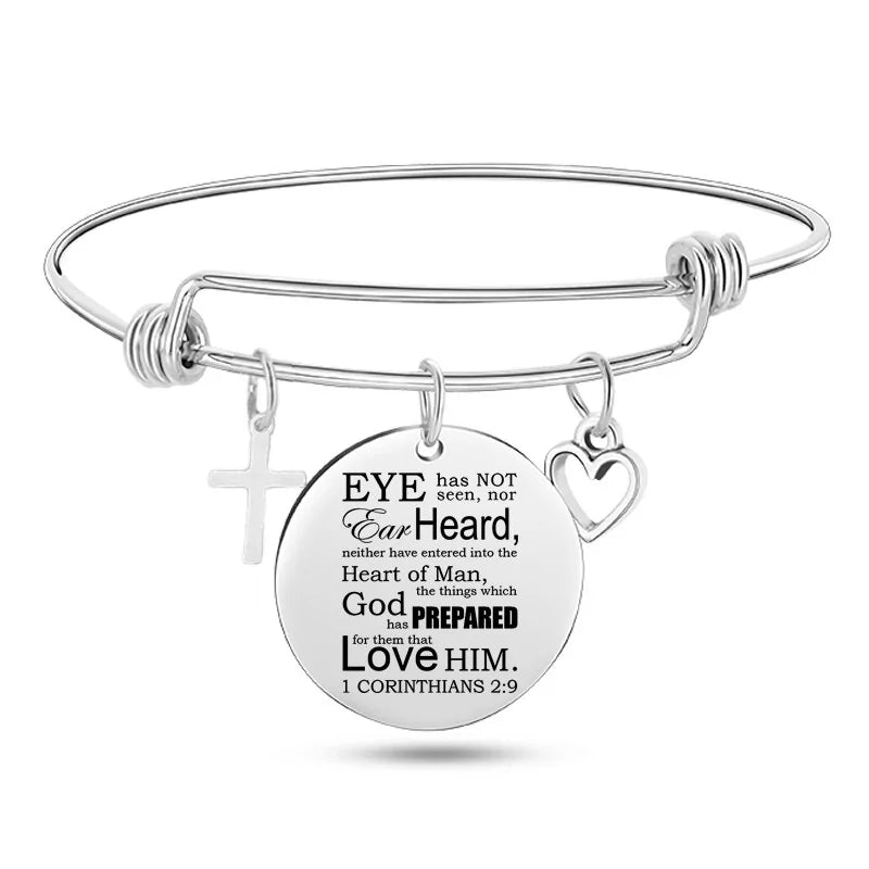 Stainless Steel Christian Charm BraceletSpiritual Warfare