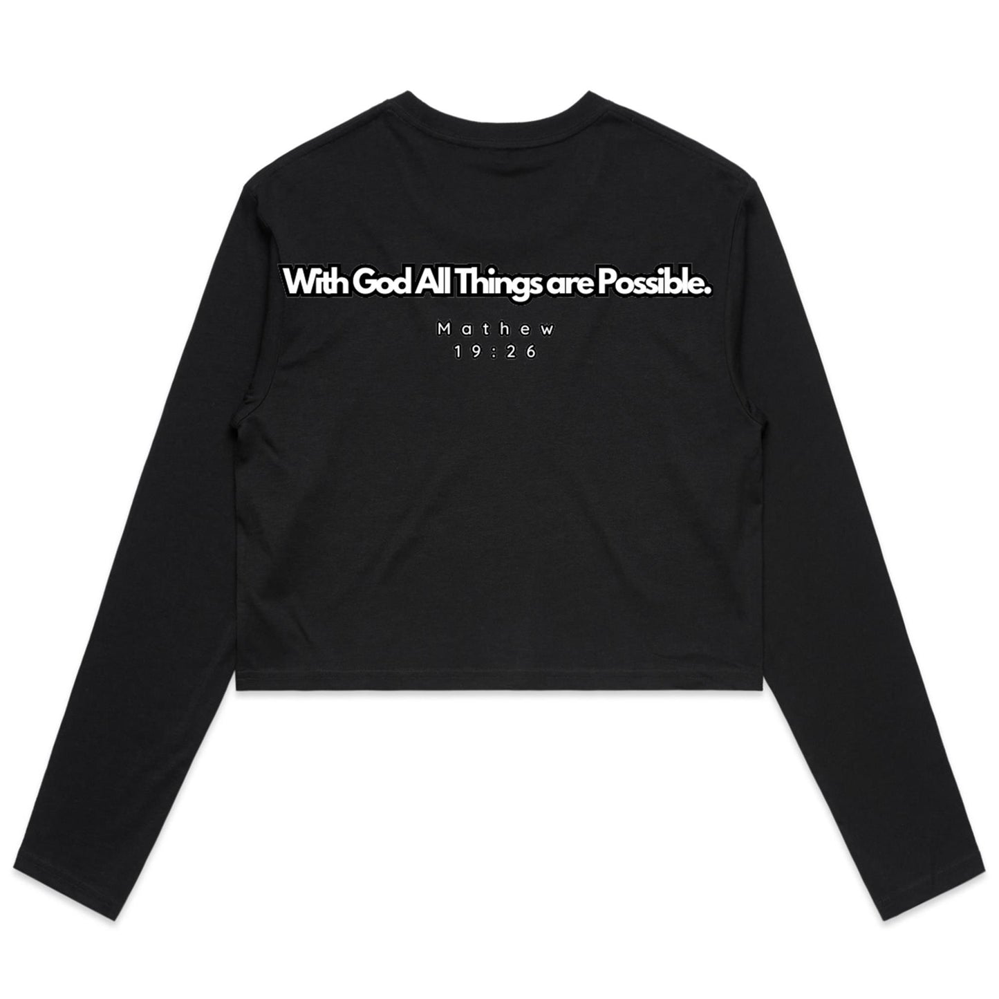 Spiritual Warfare All Things Are Possible Women's Long Sleeve Crop Tee