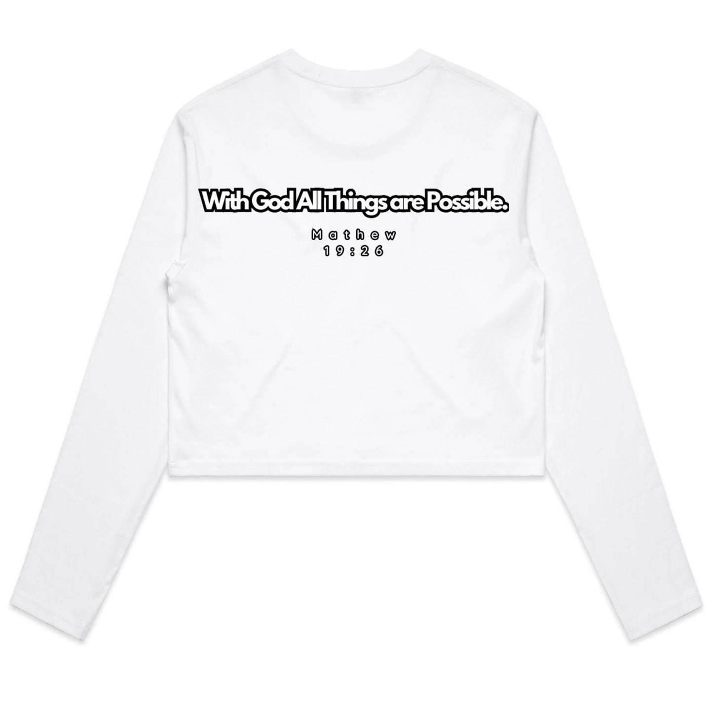 Spiritual Warfare All Things Are Possible Women's Long Sleeve Crop Tee