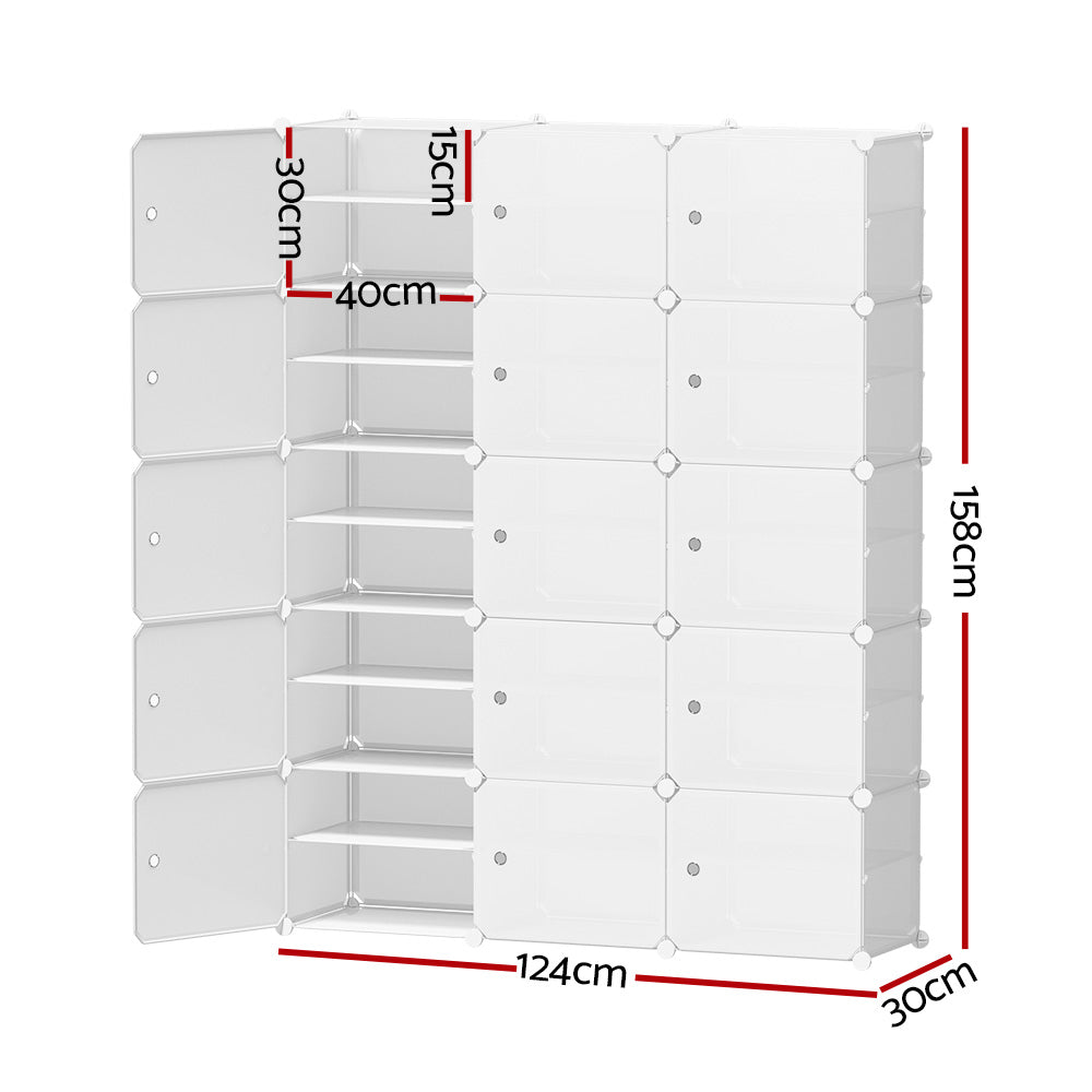 Artiss Shoe Box DIY Set of 15 Storage Cube Stackable White