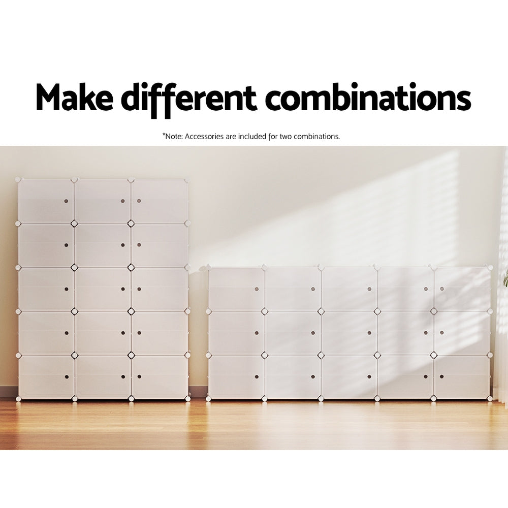 Artiss Shoe Box DIY Set of 15 Storage Cube Stackable White