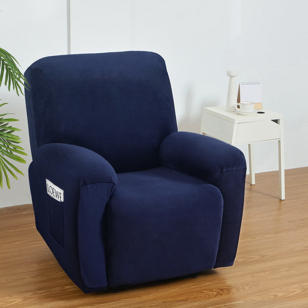 Artiss Recliner Chair Covers 1 Seater Velvet Navy