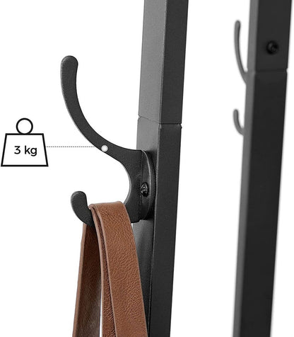 VASAGLE Coat Rack Stand with 3 Shelves Rustic Brown and Black