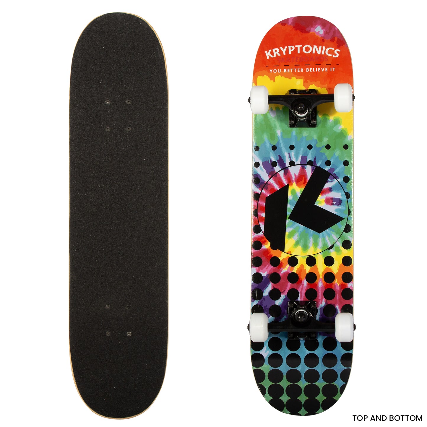 Kryptonics 31-inch Star Series Complete Skateboard Rainbow Dot