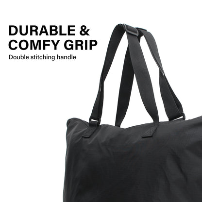 Shopper Bag Tote Bag Foldable Travel Laptop Grocery Nylon KO-DUAL BLACK