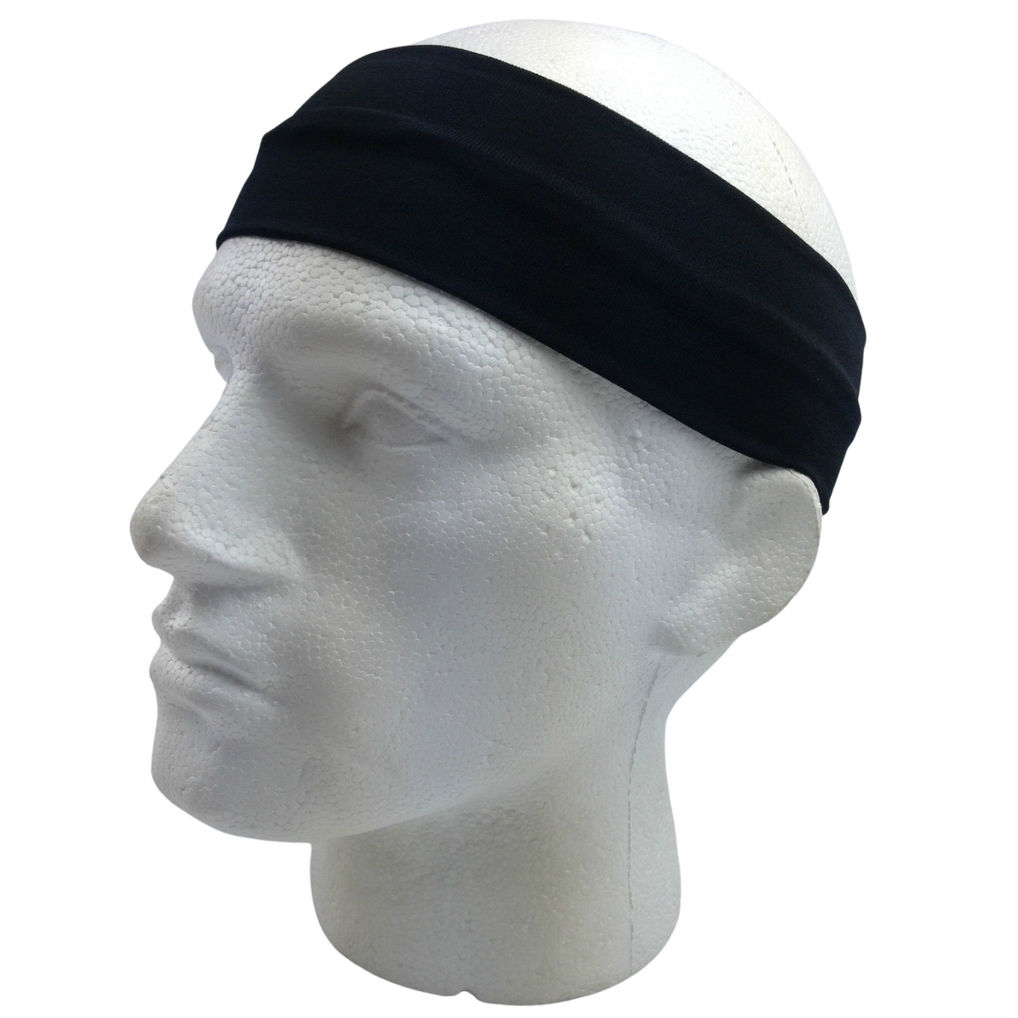 PLAIN HEADBAND Elastic Stretch Sports Yoga Hair Band Unisex 8cm Wide Wrap - Black