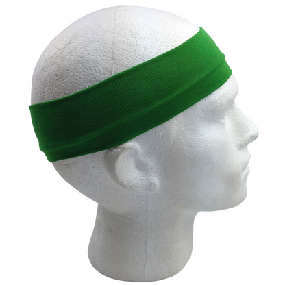 PLAIN HEADBAND Elastic Stretch Sports Yoga Hair Band Unisex 8cm Wide Wrap - Green