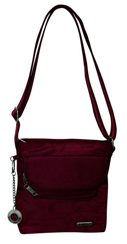 FIB Mens Crossbody Bag Shoulder Strap Satchel Travel Wallet - Burgundy