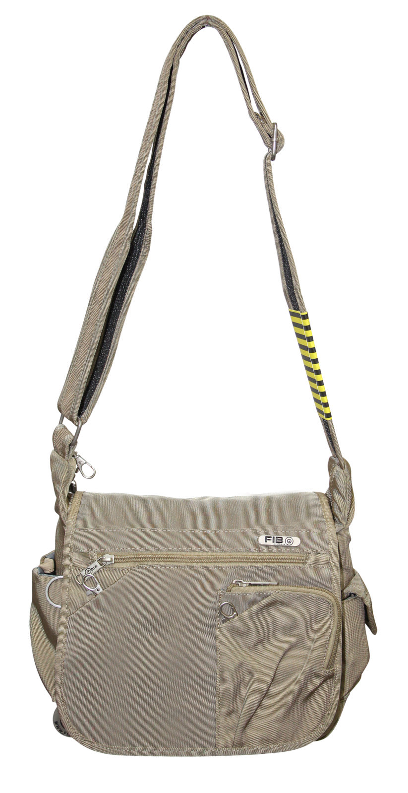 FIB Mens Flapover Shoulder Bag Cross Body Travel Satchel Shoulder Strap - Sand