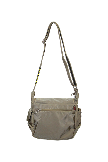 FIB Mens Flapover Shoulder Bag Cross Body Travel Satchel Shoulder Strap - Sand