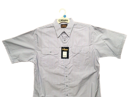 BISLEY SHORT SLEEVE SHIRT Everyday Casual Business Work Cotton Blend Check - BS2552_VPLB (PLB) - L