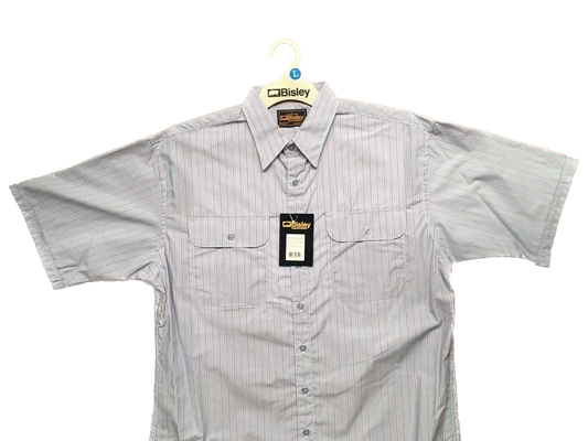 BISLEY SHORT SLEEVE SHIRT Everyday Casual Business Work Cotton Blend Check - BS2552_VPLB (PLB) - L