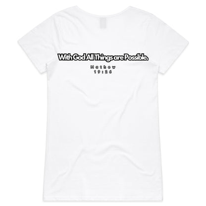 Spiritual Warfare All Things Are Possible Women's V-Neck T-Shirt